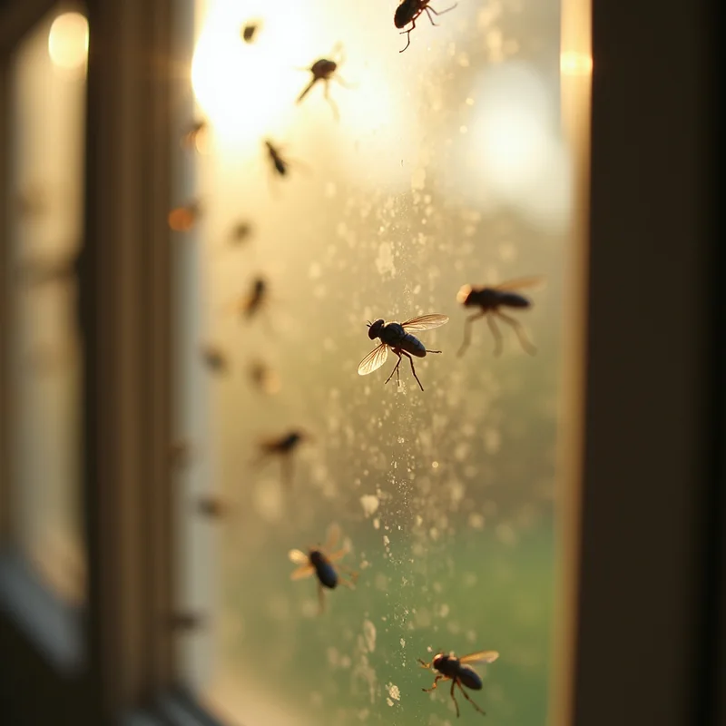 Fliegenbekämpfung Köln — Stubenfliegen an einer Fensterscheibe