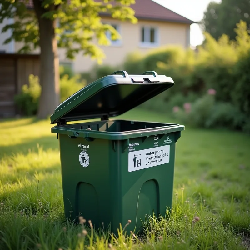 Madenbekämpfung Köln — Maden am Rand einer Biotonne im Sommer